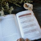 Ein aufgeschlagenes Buch mit einer Tabelle: "Ein Schmankerl zum Schluss dieses Kapitels" – verschiedene Hexentypen.