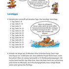 "Hallo, ich bin Doggy!" und "Professor Siebenkäs" in Sprechblasen. Darunter Lerntipps mit Seitenangaben von 1 bis 12.