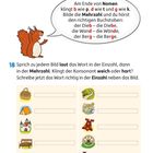 Wörter mit b, d, g und p, t, k am Ende. Eichhörnchen-Illustration mit Erklärtext. Bilder zum Einsetzen von Singularformen.