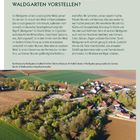 Seite 16: "WAS KANN MAN SICH UNTER EINEM WALDGARTEN VORSTELLEN?" Text beschreibt Waldgärten. Luftaufnahme einer Landschaft.