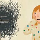 Links steht in einem schwarzen Krakel: 
„Lina ist wütend und traurig. Sie weint...".
Rechts ein weinendes Mädchen.