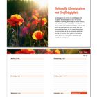 „Behandle Kleinigkeiten mit Großzügigkeit.“ Text über Großzügigkeit, Kalender mit Daten von Mai/Juni, Bild von Mohnblumen.