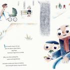 „Im Grunde wissen wir nur, dass wir dieses Leben haben“, sagt Papa. Illustration eines Parks mit Figuren und Bäumen.