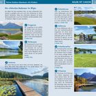 Texte: "Die schönsten Badeseen im Allgäu", "Forggensee", "Illasbergsee", "Faulensee", "Schmuttersee", "Weißensee", "Schwaltenweiher", "Schwansee". In einem Reiseführer sind mehrere Bilder von Seen mit Beschreibungen.