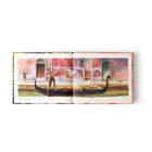 Text: „Da kam ein Gondoliere vorbei...“  
Illustration: Ein Gondoliere fährt auf einem Kanal, Gebäude im Hintergrund.