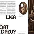 WER GEHÖRT DAZU? An Gemeinschaft herumbasteln. Zwei alte Familienfotos: eine ovale und eine rechteckige Assemblage.