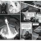 "Thor, steh uns bei... Die Tore von Jotunheim sind geöffnet." Krieger kämpft gegen riesiges feuerspeiendes Wesen.