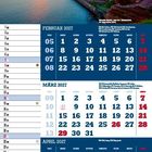 FEBRUAR 2027, MÄRZ 2027, APRIL 2027 Kalender. Hintergrund zeigt Meer und Felsen bei Sonnenuntergang.
