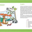 **Bilderbücher; So geht's:** Erklärung zur Einbindung von Materialien bei Bilderbüchern; Illustration mit Tieren; Ziele: Wortschatzerweiterung.