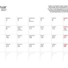 Kalenderblatt für Februar 2027 mit Notizen: Valentinstag am 14., Rosenmontag am 8., Weiberfastnacht am 4. Text über Faultiere.