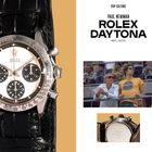 "ROLE" "DAYTONA" "REF. 6239" "Drive carefully, me." Große Uhr links, zwei Personen oben rechts, Detail unten rechts.