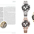 "DAYTONA LE MANS 2023. Drei elegante Uhren, eine silberne, eine goldene und eine roségoldene, mit komplexen Zifferblättern."