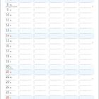 Kalenderseite für März. Feiertage: 8. Internationaler Frauentag, 20. Frühlingsanfang, 26. Karfreitag, 28.-29. Ostern. Illustration.