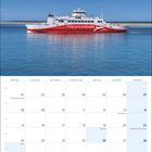 Kalenderblatt März 2027 mit großem Foto einer FRS Syltfähre auf ruhigem Wasser unter blauem Himmel.