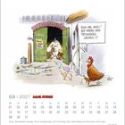 Huhn vor Stall sagt: "Guck mal, Mutti! Wir haben uns tätowieren lassen!" Schild: "Tattoos, 3. Stall links." Illustration.