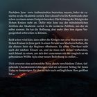 Ein Text beschreibt Junes Rückkehr zur Akademie nach Außeneinsätzen, inklusive Krönung, Intrigen, Reisen und Abenteuern.