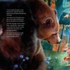 Text: Ein Bär und ein Mädchen sprechen über Träume. Szene: Ein großer Bär blickt ein Mädchen an, welches sich verabschiedet.