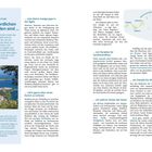 Eine Doppelseite mit zwei Spalten. Links: "Die Nördlichen Sporaden sind ...". Rechts: Themen wie Inselgruppe, Sandstrände, Natur. Oben Karte. Links ein Landschaftsbild mit Küste und Wald.