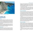 Erlebnis Nord- und Mittelgriechenland. Links ein Küstenfoto mit Klippen und türkisfarbenem Wasser. Text linksbündig, zweispaltig.