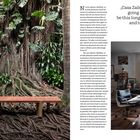 „Casa Zalszupin Quote is going here...“ links Bank vor Baum, rechts Schreibtischecke mit Lampe und Fenster.