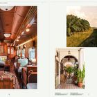 "The Eastern & Oriental Express", "The Grand Salons". Innenraum eines luxuriösen Zuges und Landschaft von Zugfenster aus.