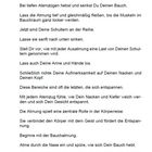 Texte zur Körperentspannung: Anweisungen zur Atmung, Entspannung von Hüften, Schultern, Nacken, Kopf, Bauch und Gesicht. ~ 7 ~