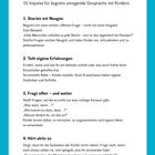 Titel: "Mit Kindern sprechen – aber wie?" Untertitel: "15 Impulse für kognitiv anregende Gespräche mit Kindern". Einfache, klare Typografie.