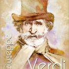 Text: "Giuseppe Verdi". Ein Porträt eines Mannes mit Hut und Bart, Kalender im März.