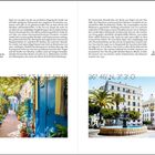 Texte: "Tanger - Marokko: Tor zwischen Afrika und Europa", "Algerien – Algier: Koloniale Architektur und arabische Seele". Farbenfrohe Straße, moderne Architektur.