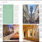 "Warum im Frühling?", "SHOPPING", "ÜBERNACHTEN", "AUF KEINEN FALL VERPASSEN". Links Text und Valencia-Foto; rechts Tipps, Marktfoto, Aquarium.