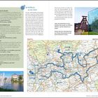 Revierpark Wischlingen: Stellplätze mit Ver- und Entsorgungsstation; Nähe Schwimmbad und Berge; ganzjährig geöffnet. Links: Wasserpol Mülheim. Rechts: Zeche Zollverein. Unten: Karte Route 6.