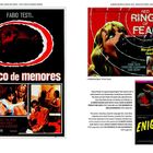 Links: "Tráfico de menores" oben, "Fabio Testi en". Rechts: "Red Rings of Fear", "No girl can ever feel safe...".