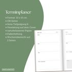 Terminplaner: 10x15 cm, 136 Seiten, Tiefprägung, veredeltes Cover, naturbelassenes Papier, Fadenheftung, Wochenübersicht.