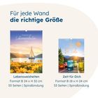 Texte: „Für jede Wand die richtige Größe“, „Lebensweisheiten“, „Zeit für Dich“. Zwei Kalender mit Natur- und Landschaftsfotos.