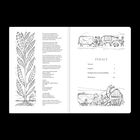 Linke Seite: Text über Bibliothek und Verlag. Rechte Seite: "INHALT", Vorwort Seite 7. Illustrationen von Pflanzen und Tieren.