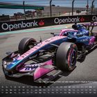 Pierre Gasly, FRA, 01.02.1996, BWT Alpine F1 Team. Ein pink-blauer Rennwagen vor Openbank-Werbung. Kalenderdaten unten.