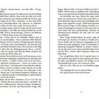 Zweiseitiger Text, der Erzählungen und Gedanken zu Schreibprozessen, Buchtiteln und Pseudonymen beschreibt. Seitenzahlen: 8, 9.