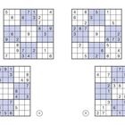 Vier Sudoku-Rätsel, nummeriert 5 bis 8, mit blauen und weißen Feldern, in quadratischer Anordnung.
