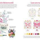 Links: "Erstelle dein Meisterwerk!", Anleitung mit farbigen Umrissen, Zahlen. Rechts: "Lass uns malen!", Anleitung mit Schichten, Farbpalette.