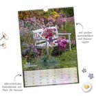Kalenderseite mit Texten: "September," "übersichtliches Kalendarium mit Platz für Notizen," "mit großen Gartenbildern und Bauernregeln."