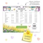 Schulferien 2027; inklusive Schulferien. Umweltfreundlicher Familientimer. Schöne Ferien! Blumen- und Naturillustration.