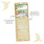 Kalenderseite Mai; Bauernregel: „Trockener Mai, Weizenbrei...“; Illustration von Menschen am Fluss; Platz für Notizen.