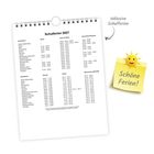 "Schulferien 2027" und "Schöne Ferien!". Ein Kalender mit Ferienterminen, daneben eine Post-it-Illustration mit einem Sonnen-Emoji.