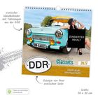 Text: "erotischer Wandkalender mit Fahrzeugen aus der DDR", "ZENSIERTER INHALT", "DDR Classics 2027". Ein blaues Auto und eine Person.