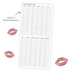 „Geburtstagsplaner 2027“ in Tabellenform für alle Monate. Links Text „inklusive Geburtstagsplaner“. Mehrere Lippenstiftabdrücke.