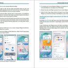 Textanweisungen zur Bedienung von Widgets auf Geräten. Illustrationen zeigen Schritte zur Erstellung und Anpassung von Widget-Stapeln.