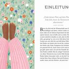 Der Text zeigt "EINLEITUNG" und ein Zitat über das Finden des eigenen Platzes auf der Erde. Links Illustration von Füßen auf Blumenwiese.