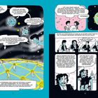 Linke Seite: Drei Entwicklungsstufen, die Evolution der Geosphäre, Biosphäre, Noosphäre, verbunden durch Menschen.

Rechte Seite: Diskussion über geistiges Eigentum; globale Vernetzung erwähnt.