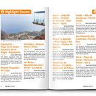 Überschrift: Highlight-Touren. Tourenbeschreibungen mit Namen, Dauer und Distanzen, z.B. "Arguayoda – Playa de la Negra". Oben: Landschaftsfoto.