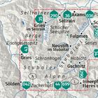 Kartenausschnitt der Stubaier Alpen mit Orten: Axams, Sellrain, Matrei, Gries. Höhenrouten sind mit Zahlen markiert.